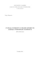 Utjecaj ovisnosti o online igrama na učenje i ponašanje studenata