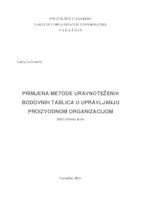 Primjena metode uravnoteženih bodovnih tablica u upravljanju proizvodnom organizacijom