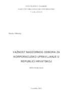 Važnost nadzornog odbora za korporacijsko upravljanje u Republici Hrvatskoj