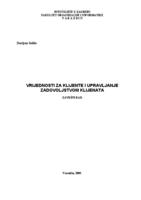 Vrijednosti za klijente i upravljanje zadovoljstvom klijenata