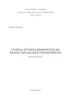 Utjecaj etičnog bankarstva na razvoj socijalnog poduzetništva