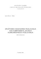 Društveno odgovorno poslovanje kao komponenta jačanja konkurentnosti poslovanja