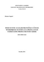 Web sustav za elektroničko učenje Wordpress sustava za upravljanje  sadržajem prema metodi ADDIE