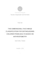 Two-dimensional face image classification for distinguishing children from adults based on anthropometry