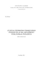 Utjecaj promjena financijskih pokazatelja na uspješnost poslovanja poduzeća