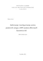 Definiranje i konfiguriranje centra poslovnih uloga  u  ERP sustavu  Microsoft Dynamics AX