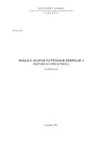 Analiza ukupne potrošnje energije u Republici Hrvatskoj