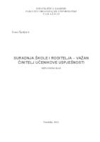 Suradnja škole i roditelja – važan činitelj učenikove uspješnosti