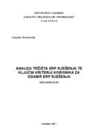 Analiza tržišta ERP rješenja te ključni kriteriji korisnika za odabir ERP rješenja