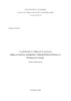 Važnost upravljanja organizacijskim vrijednostima u poslovanju