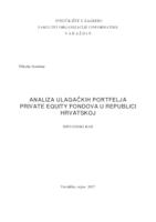 Analiza ulagačkih portfelja Private Equity fondova u Republici Hrvatskoj