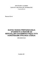 Sustav ranog prepoznavanja studenata s rizikom od nepovoljnih akademskih rezultata korištenjem strojnog učenja