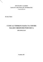 Utjecaj timskog  rada na uspjeh malih i srednjih poduzeća