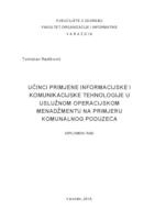 Učinci primjene informacijske i komunikacijske tehnologije u uslužnom operacijskom menadžmentu na primjeru komunalnog poduzeća