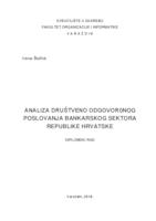 Analiza društveno odgovornog poslovanja bankarskog sektora Republike Hrvatske