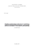 Analiza poslovanja poduzeća iz uslužnog sektora temeljem financijskih pokazatelja