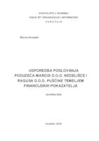 Usporedba poslovanja poduzeća MARODI d.o.o. Nedelišće i RAGUSA d.o.o. Puščine temeljem financijskih pokazatelja