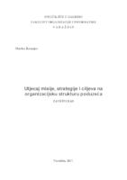 Utjecaj misije, strategije i ciljeva na organizacijsku strukturu poduzeća