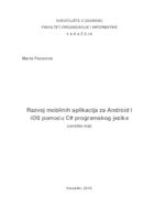 Razvoj mobilnih aplikacija za Android i iOs platformu pomoću C# programskog jezika