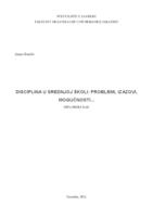 Disciplina u srednjoj školi-problemi, izazovi, mogućnosti…