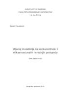 Utjecaj investicija na konkurentnost i efikasnost malih i srednjih poduzeća