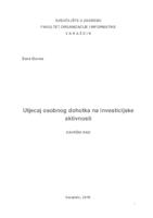 Utjecaj osobnog dohotka na investicijske aktivnosti