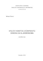 Stilovi vodstva u kontekstu odnosa sa sljedbenicima