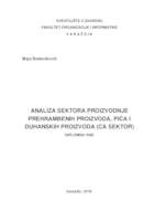 Analiza sektora proizvodnje prehrambenih proizvoda, pića i duhanskih proizvoda (CA sektor)