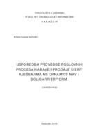 Usporedba provedbe poslovnih procesa nabave i prodaje u ERP rješenjima MS Dynamics NAV i Dolibarr ERP/CRM