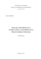 Analiza informacija u tehnološkoj dokumentaciji proizvodnog procesa