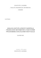 Analiza zastupljenosti sadržaja financijske matematike u nastavnim programima sveučilišnih studija