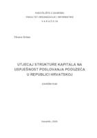 Utjecaj strukture kapitala na uspješnost poslovanja poduzeća u Republici Hrvatskoj