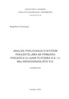 Analiza poslovanja statičkim pokazateljima na primjeru poduzeća ULJANIK PLOVIDBA d.d. i 3. MAJ Brodogradilište d.d.