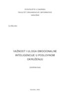 Važnost i uloga emocionalne inteligencije u poslovnom okruženju