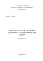 Primjena Verisign digitalnih certifikata u identifikaciji web mjesta