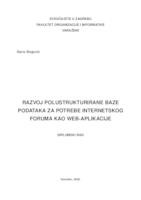 Razvoj polustrukturirane baze podataka za potrebe internetskog foruma kao web-aplikacije