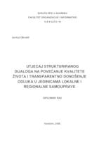 Utjecaj strukturiranog dijaloga na povećanje kvalitete života i transparentno donošenje odluka u jedinicama lokalne i regionalne samouprave