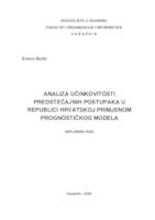 Analiza učinkovitosti predstečajnih postupaka u Republici Hrvatskoj primjenom prognostičkog modela