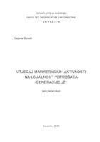 Utjecaj marketinških aktivnosti na lojalnost potrošača generacije „z“