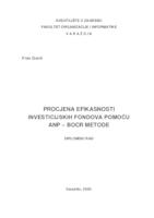 Procjena efikasnosti investicijskih fondova pomoću ANP-BOCR metode