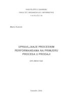 Upravljanje procesnim performansama na primjeru procesa u prodaji