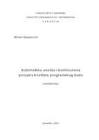 Automatska analiza i kontinuirana provjera kvalitete programskog kôda