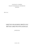 Umjetne neuronske mreže kao metoda umjetne inteligencije