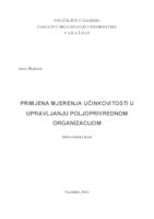 Primjena mjerenja učinkovitosti u upravljanju poljoprivrednom organizacijom