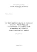 Povezanost individualnih razlika i stavova prema poslu s odgovornim organizacijskim ponašanjem u funkciji uspješnosti poslovanja