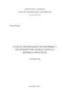 Utjecaj sezonalnosti na sigurnost i uspješnost poslovanja hotela u Republici Hrvatskoj