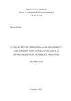 Utjecaj novih tehnologija na sigurnost i uspješnost poslovanja poduzeća iz drvne industrije Republike Hrvatske