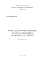 Povećanje organskog prometa web mjesta primjenom optimizacije za tražilice