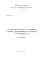 Upravljanje zrelošću IT funkcije u svrhu ostvarivanja nove uloge IT-a u poslovanju