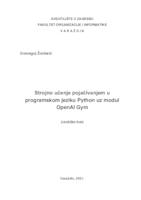 Strojno učenje pojačivanjem u programskom jeziku Python uz modul OpenAI Gym